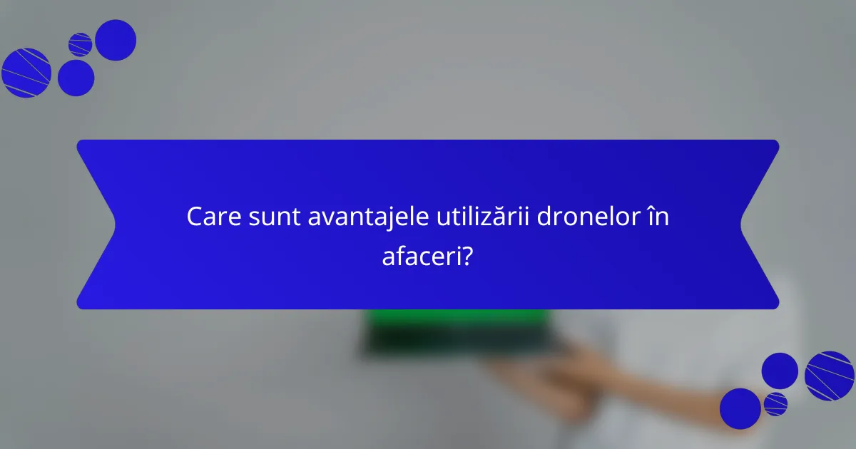 Care sunt avantajele utilizării dronelor în afaceri?