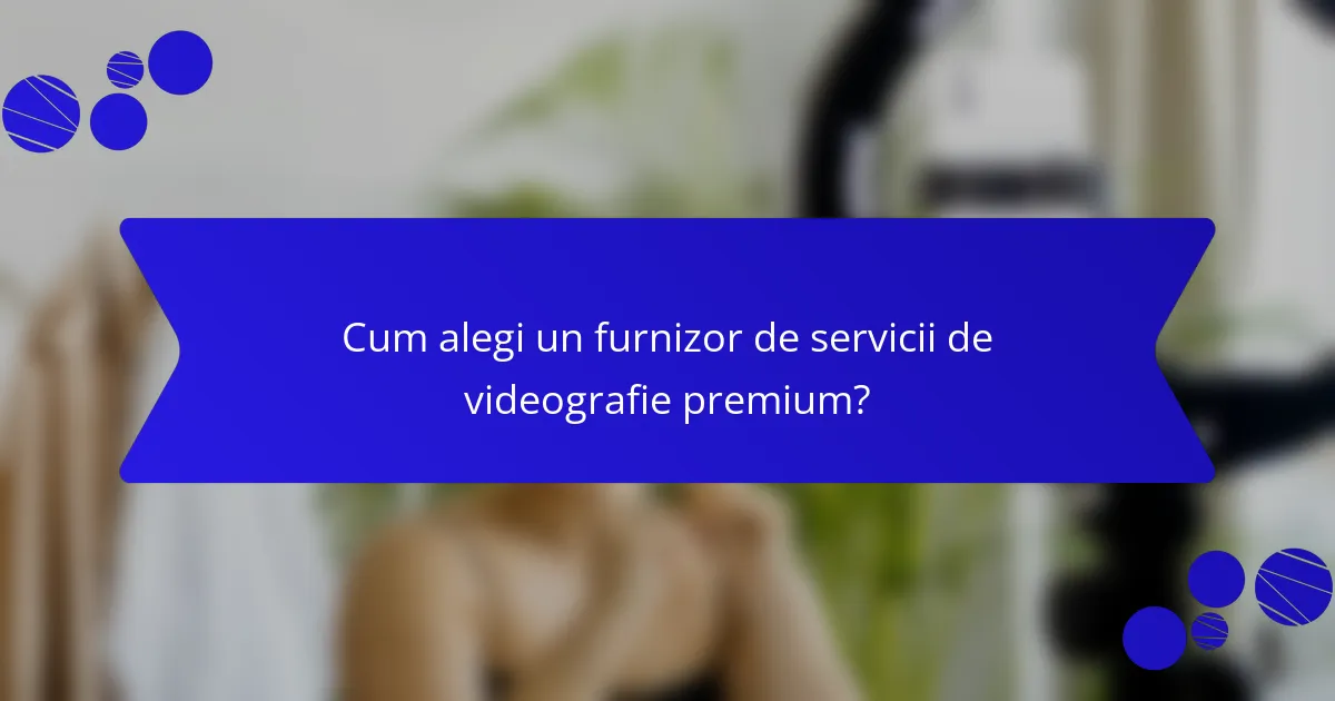 Cum alegi un furnizor de servicii de videografie premium?